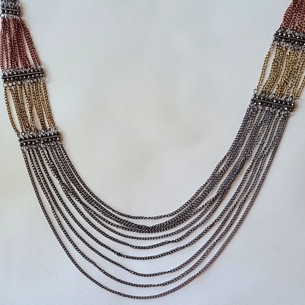 Gemma Redux of New York multi metal color necklace with adjustable fastener.
